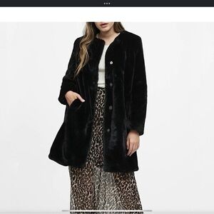 Banana Republic Black faux fur coat
